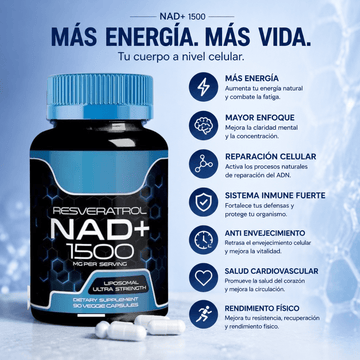 NAD+ RESVERATROL PREMIUM | Más Energía, Vitalidad Diaria y Retrasa el Envejecimiento - FOCUSFOCUS