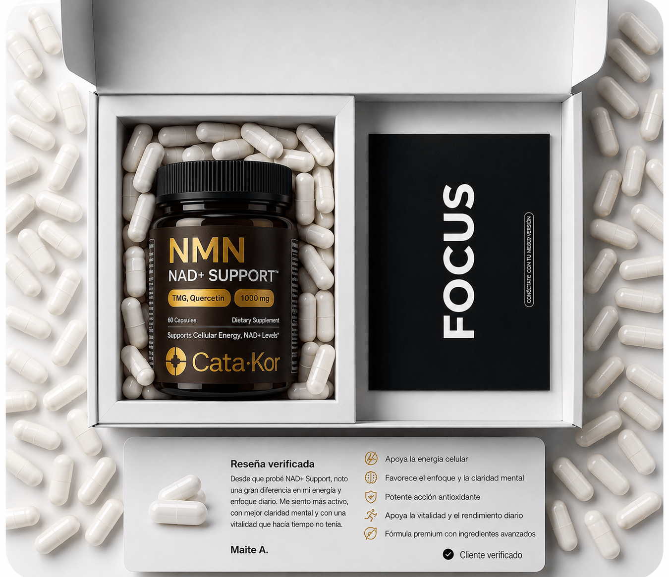 NMN - NAD+SUPPORT 4 en 1 | TMG quercetina - FOCUSFOCUS